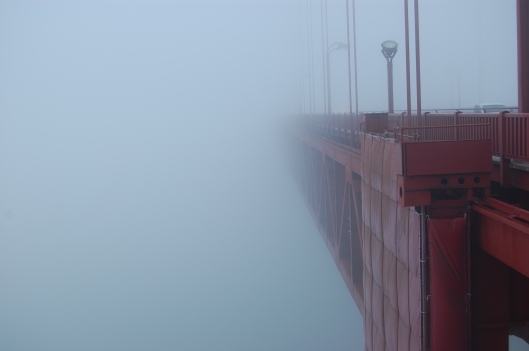 Shrouded in fog -- The Golden Gate Bridge, San Francisco